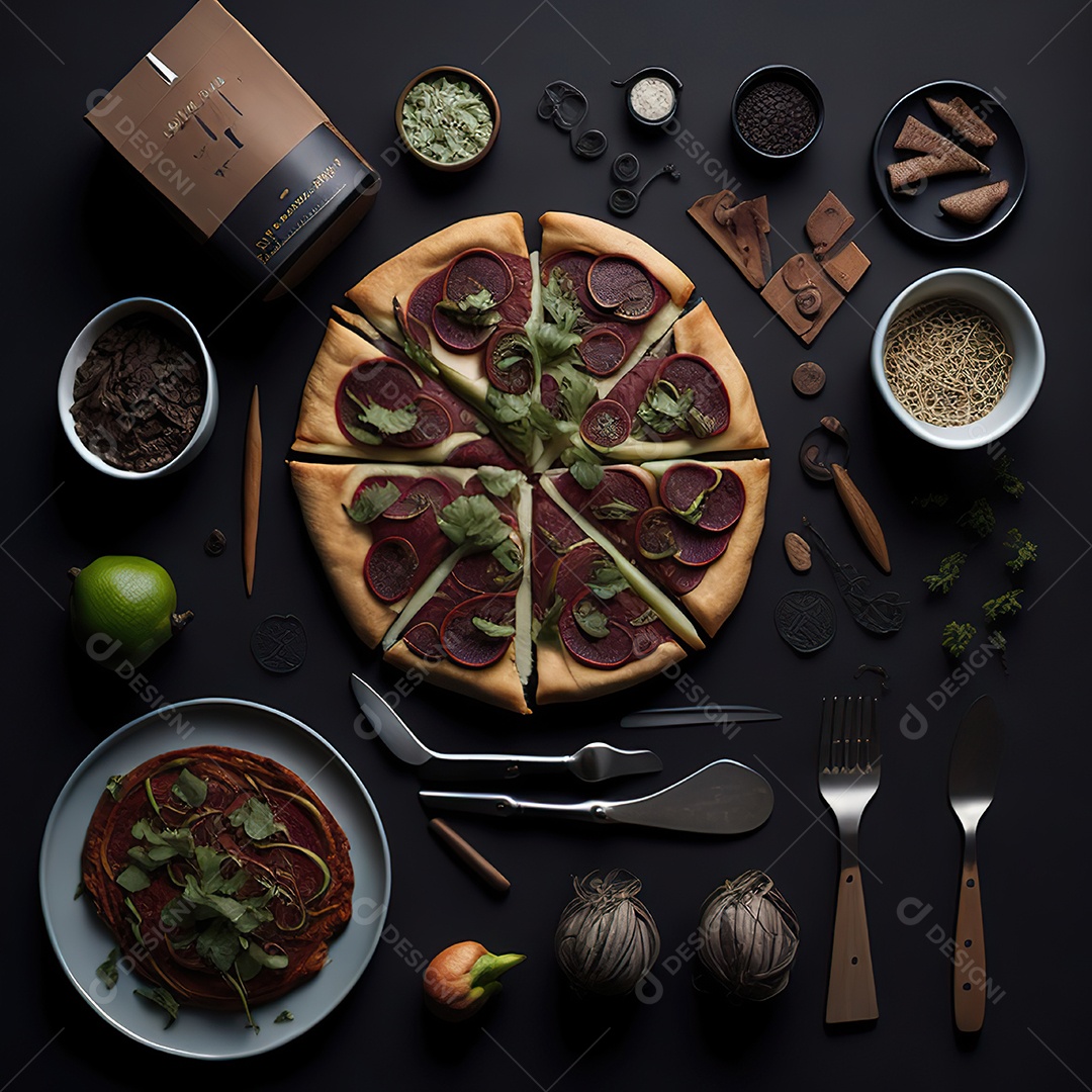 Pizza saborosa sobre uma tábua de madeira