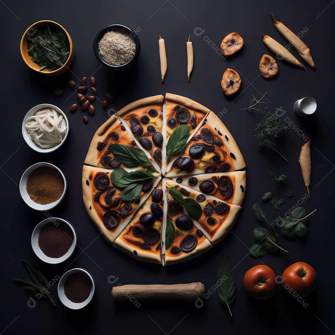 Pizza saborosa sobre uma tábua de madeira