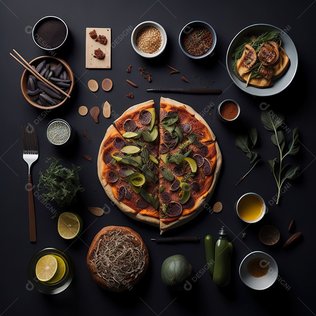 Pizza saborosa sobre uma tábua de madeira