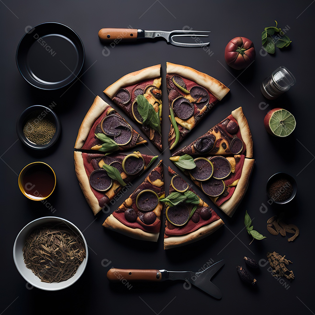 Pizza saborosa sobre uma tábua de madeira