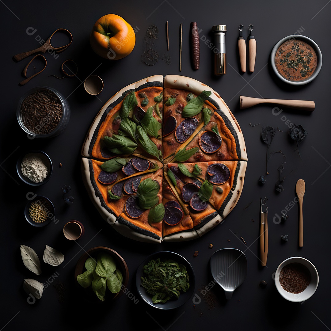 Pizza saborosa sobre uma tábua de madeira