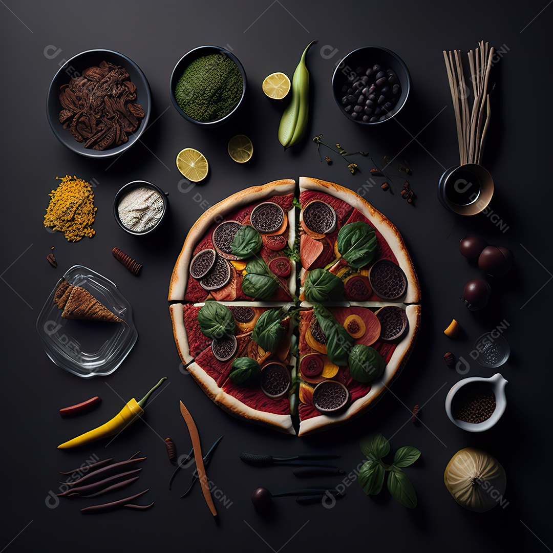 Pizza saborosa sobre uma mesa de madeira
