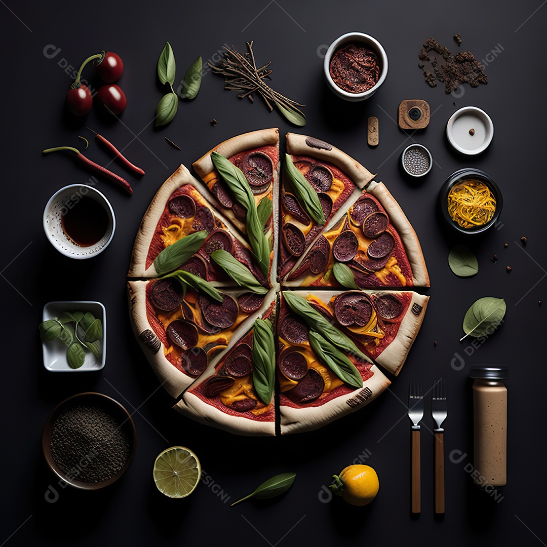 Pizza saborosa sobre uma tábua de madeira
