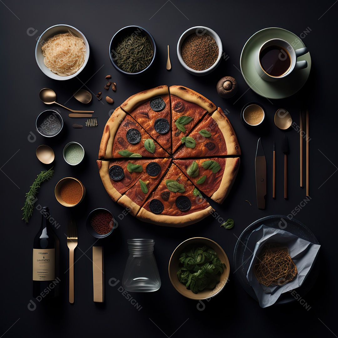 Pizza saborosa sobre uma tábua de madeira