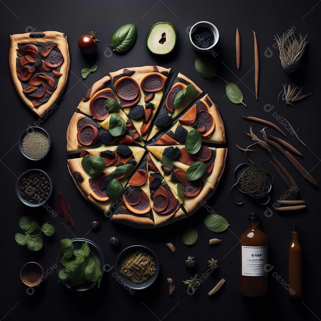 Pizza saborosa sobre uma tábua de madeira