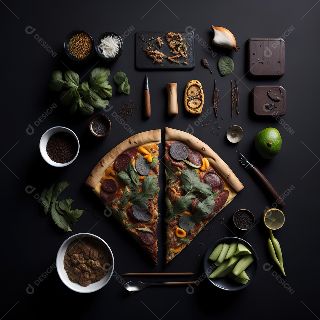 Pizza saborosa sobre uma tábua de madeira