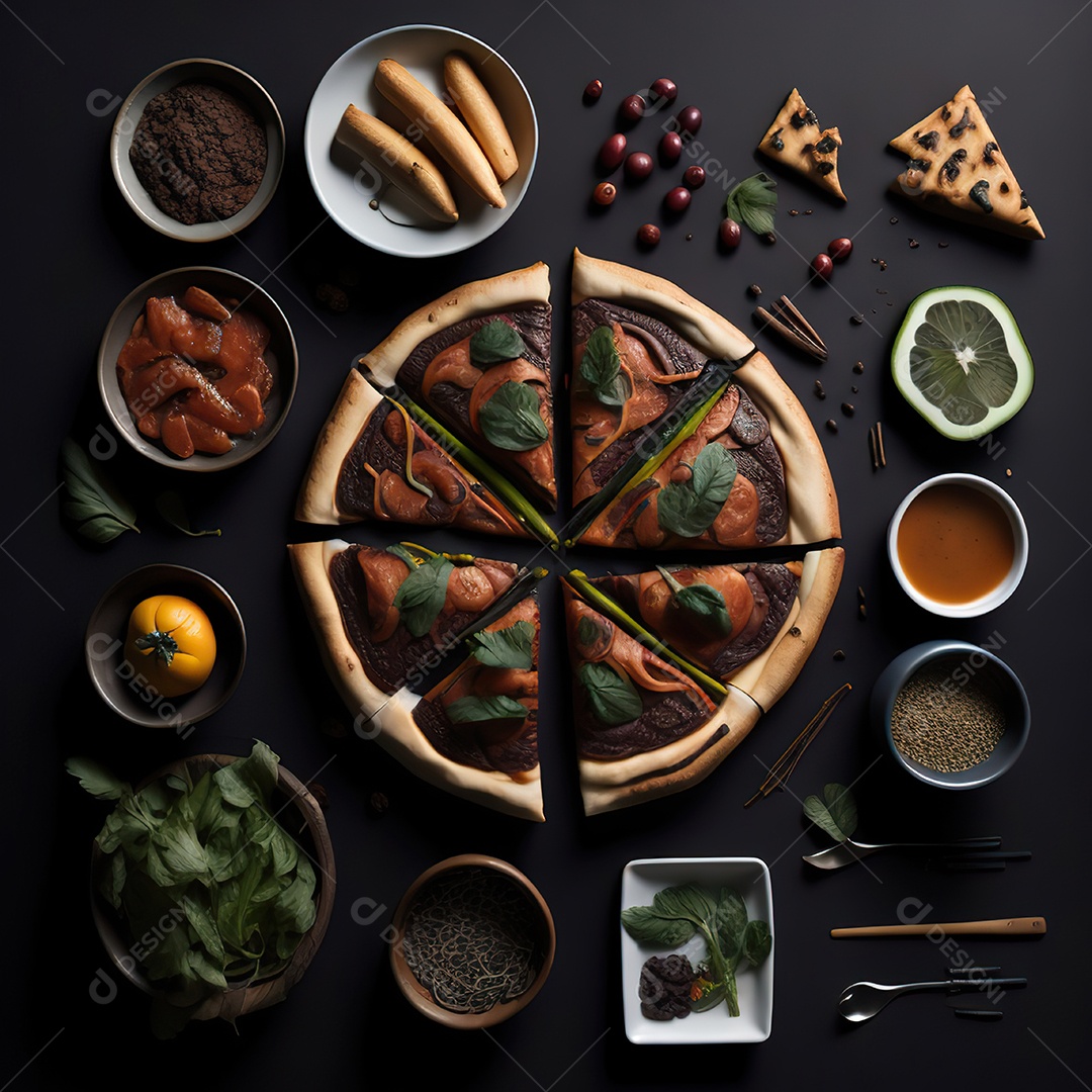 Pizza saborosa sobre uma tábua de madeira