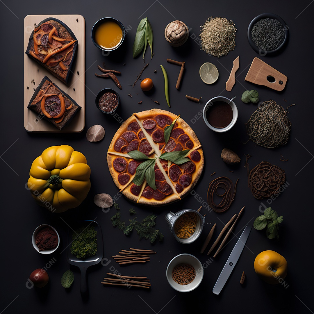 Pizza saborosa sobre uma mesa de madeira
