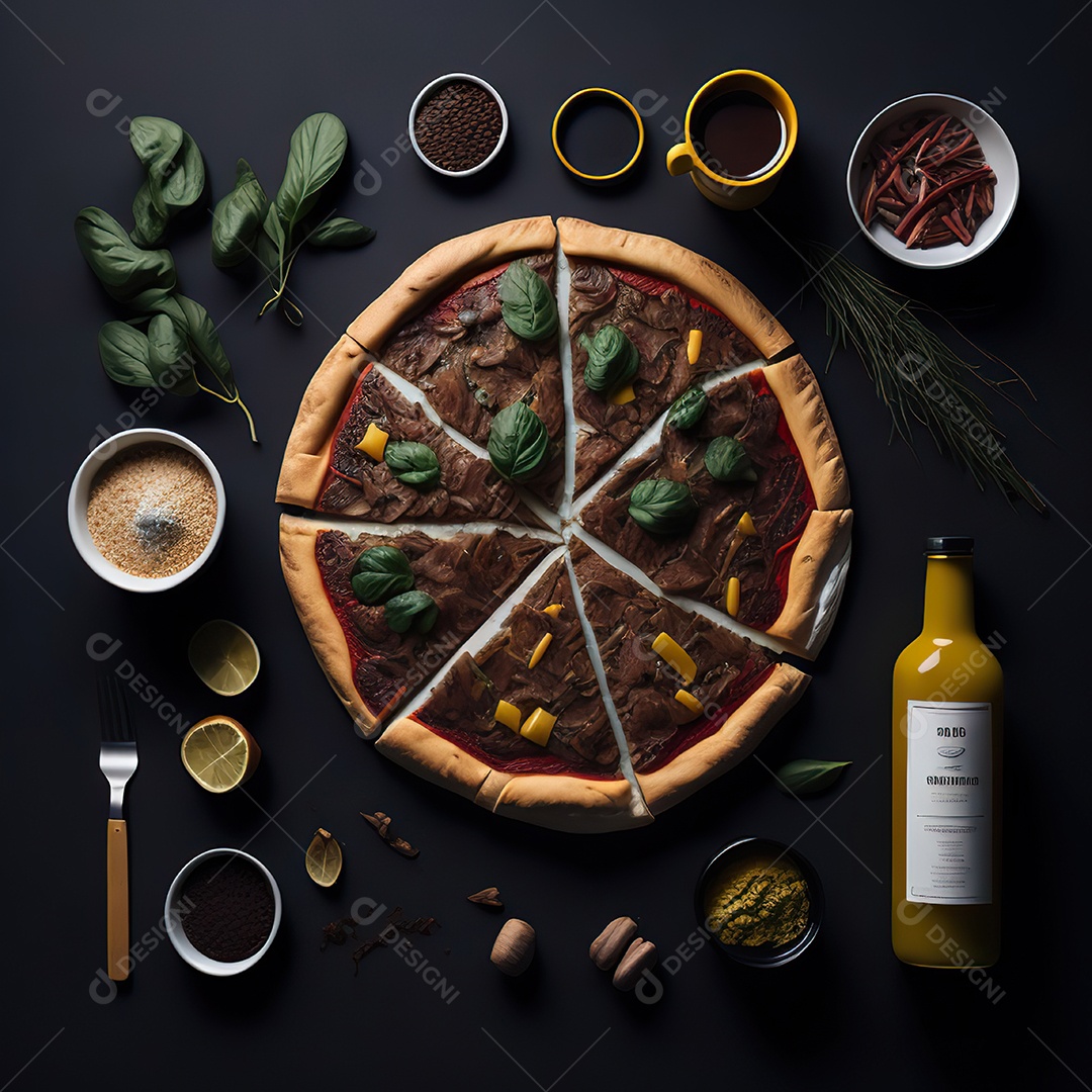 Pizza saborosa sobre uma tábua de madeira