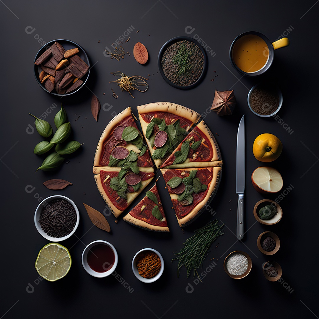 Pizza saborosa sobre uma tábua de madeira