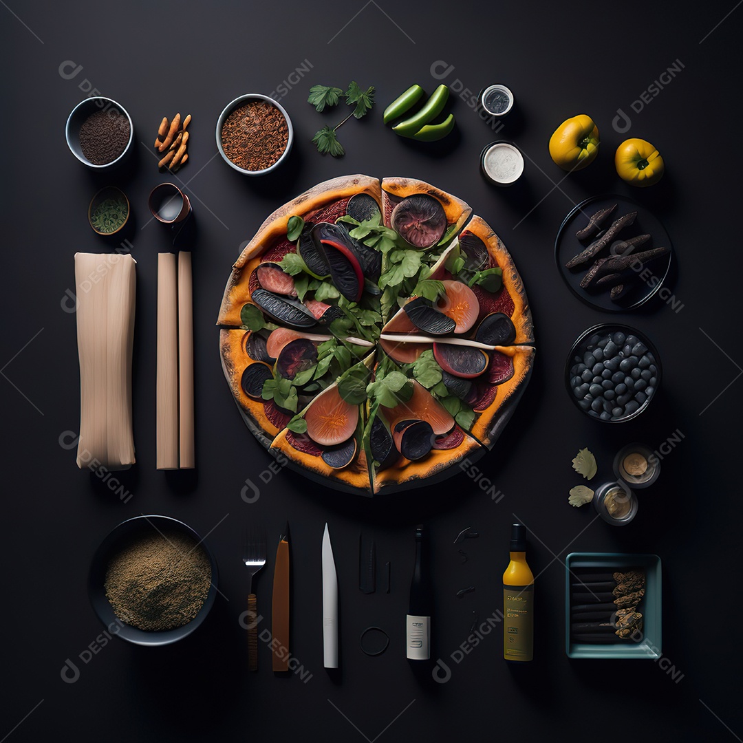 Pizza saborosa sobre uma tábua de madeira