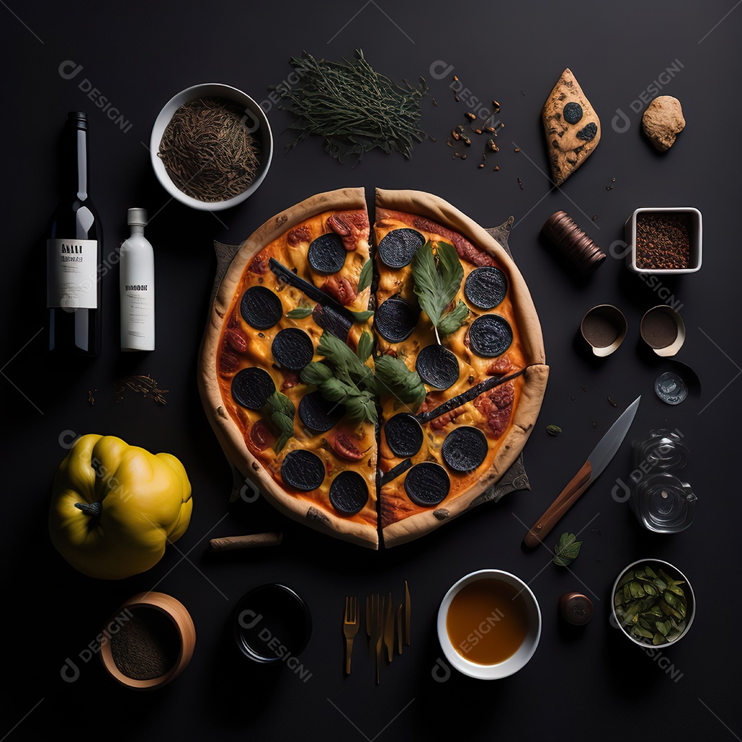 Pizza saborosa sobre uma tábua de madeira