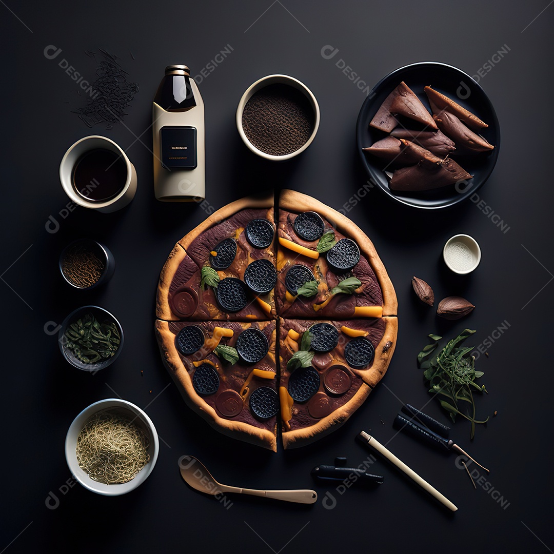 Pizza saborosa sobre uma tábua de madeira