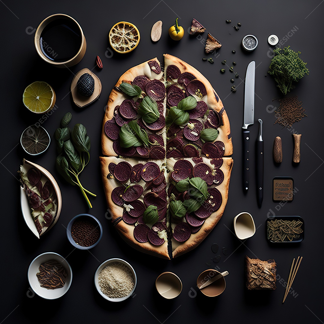 Pizza saborosa sobre uma tábua de madeira