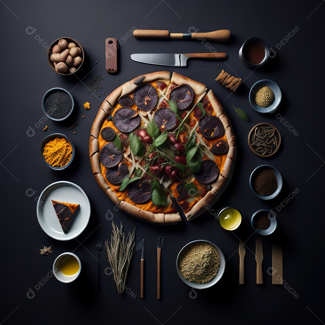 Pizza saborosa sobre uma mesa de madeira