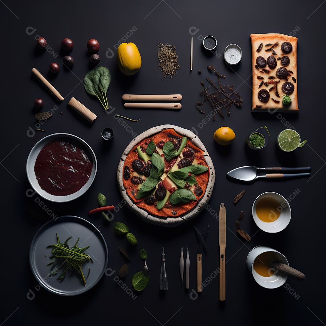 Pizza saborosa sobre uma tábua de madeira