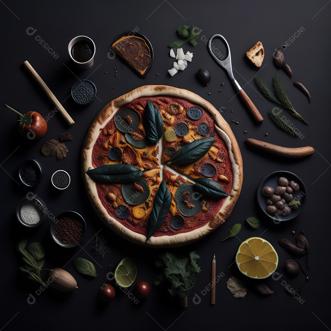 Pizza saborosa sobre uma tábua de madeira