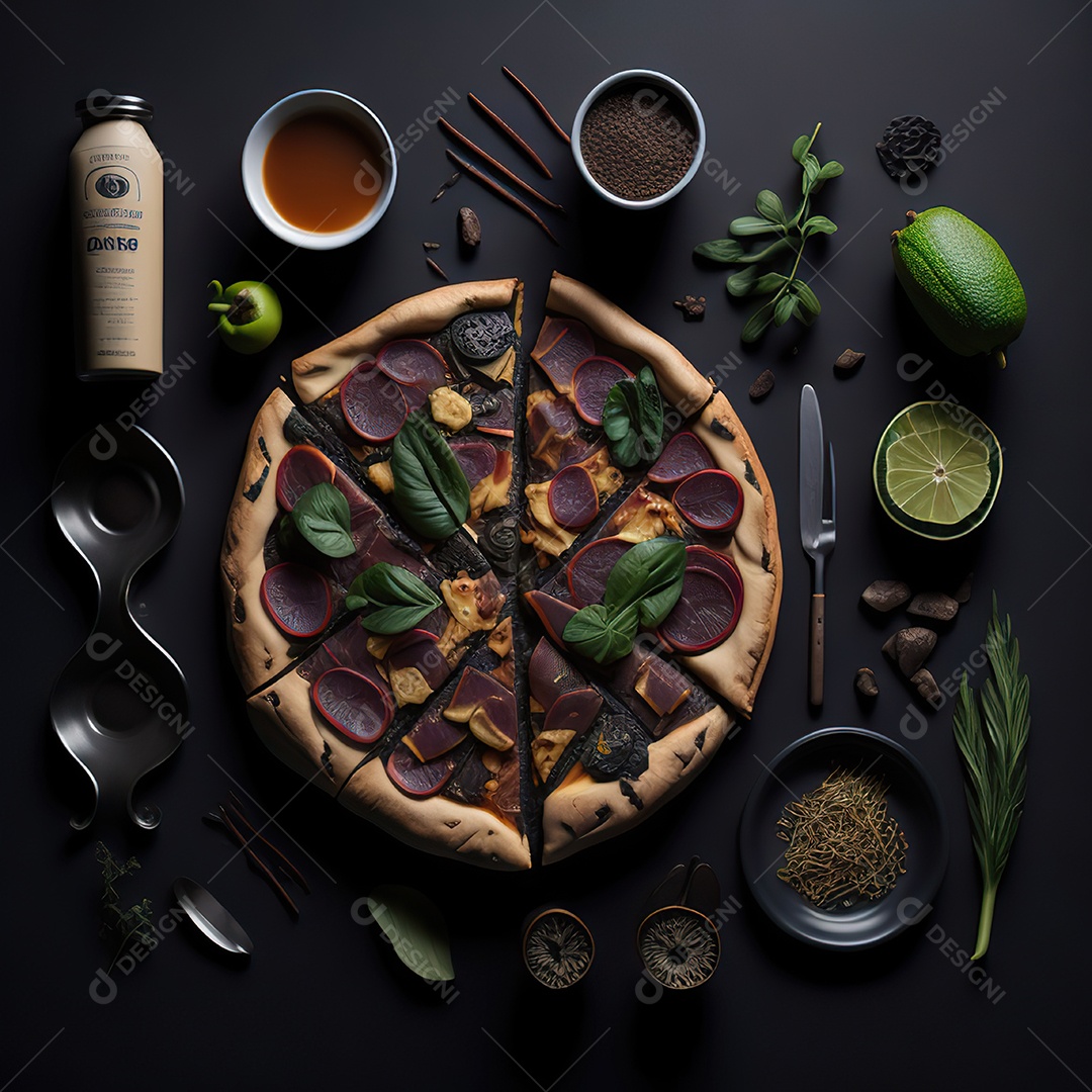 Pizza saborosa sobre uma tábua de madeira