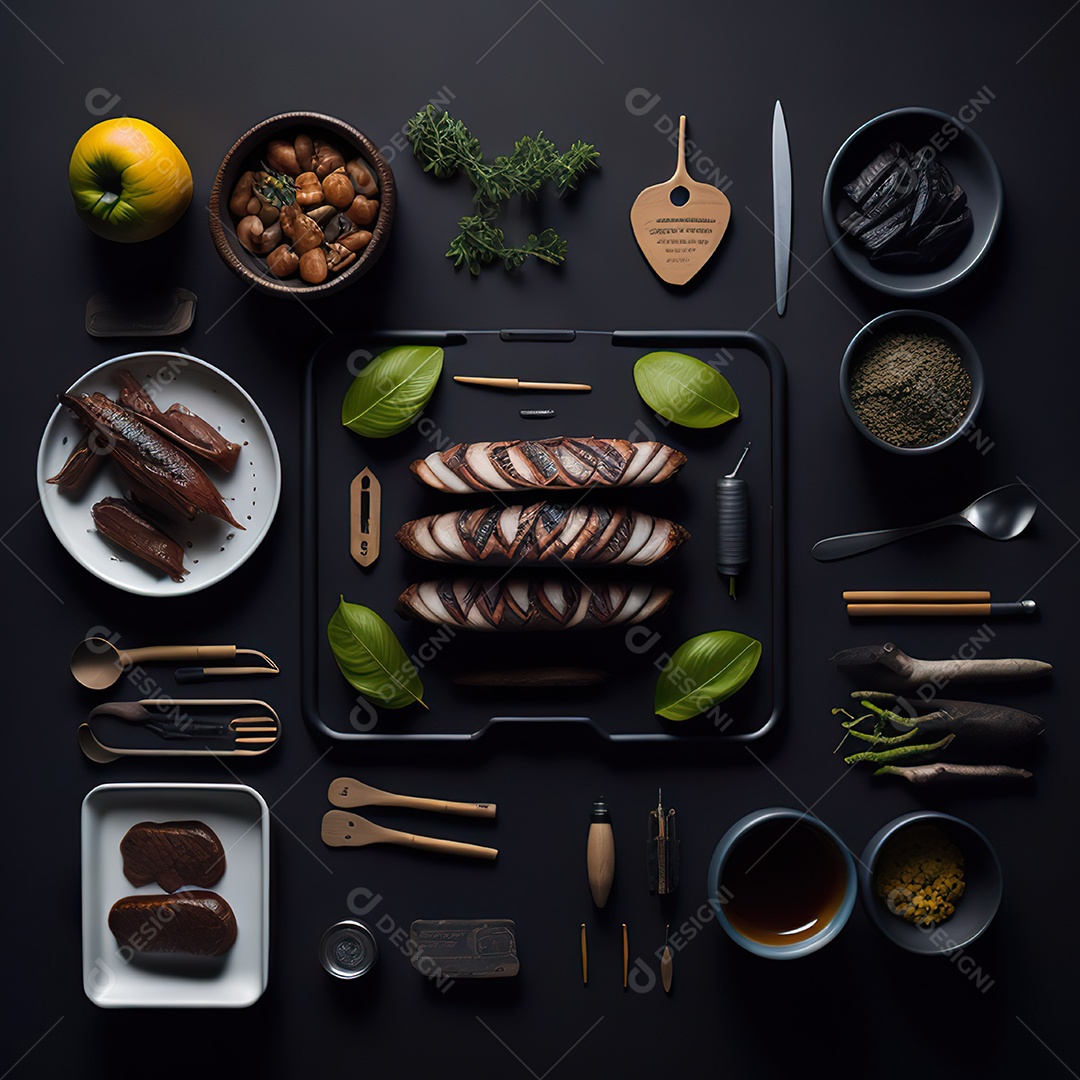 Mesa de churrasco sobre uma mesa