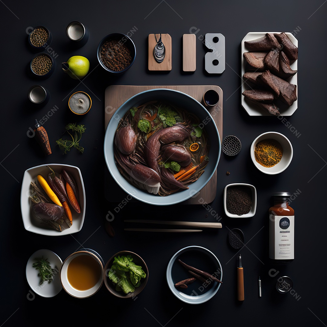 Mesa de churrasco sobre uma mesa