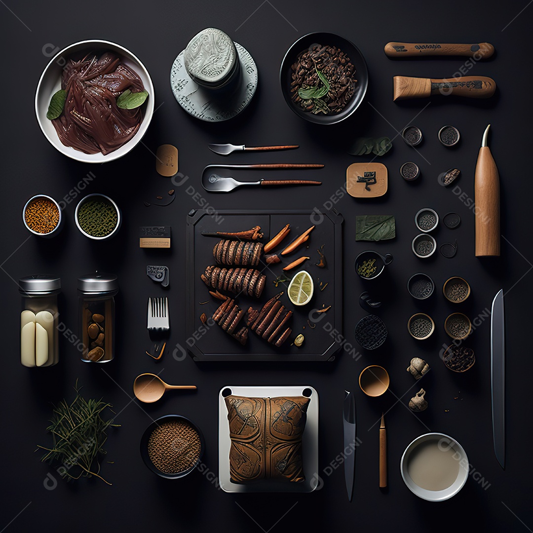Mesa de churrasco sobre uma mesa