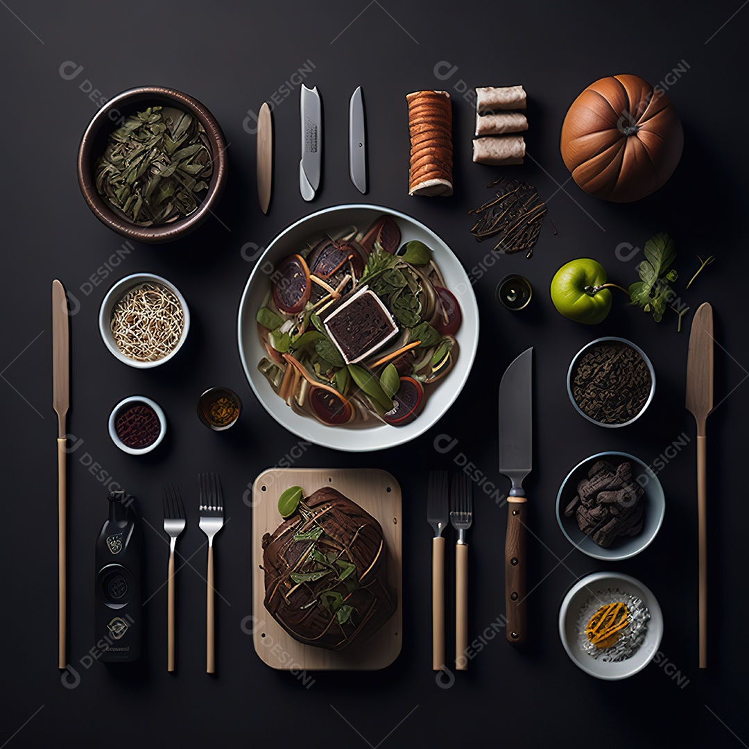 Mesa de churrasco sobre uma mesa