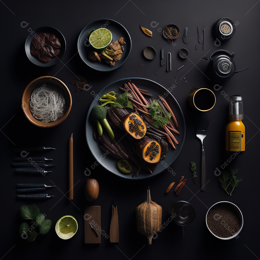 Mesa de churrasco sobre uma mesa