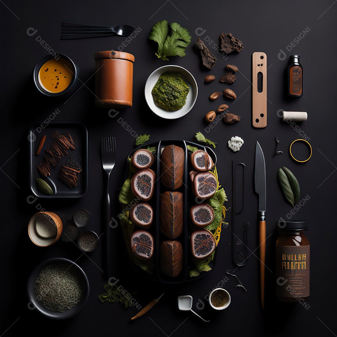 Mesa de churrasco sobre uma mesa