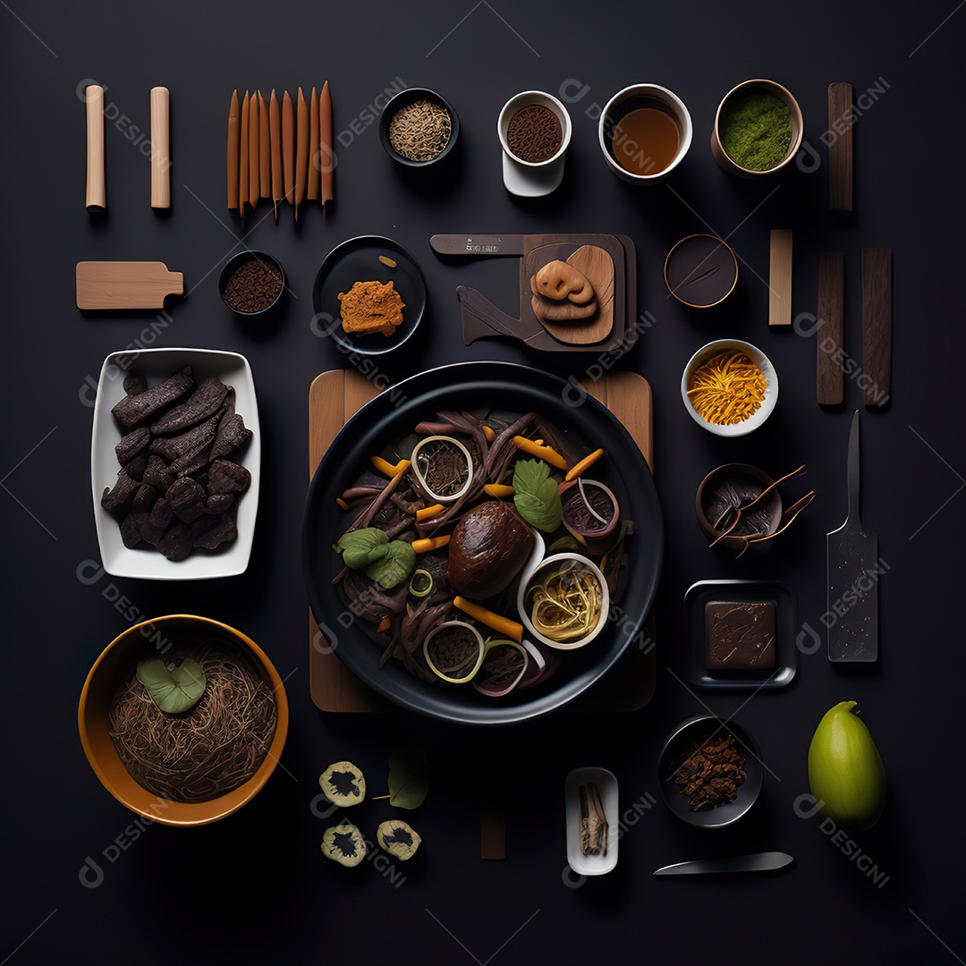 Mesa de churrasco sobre uma mesa