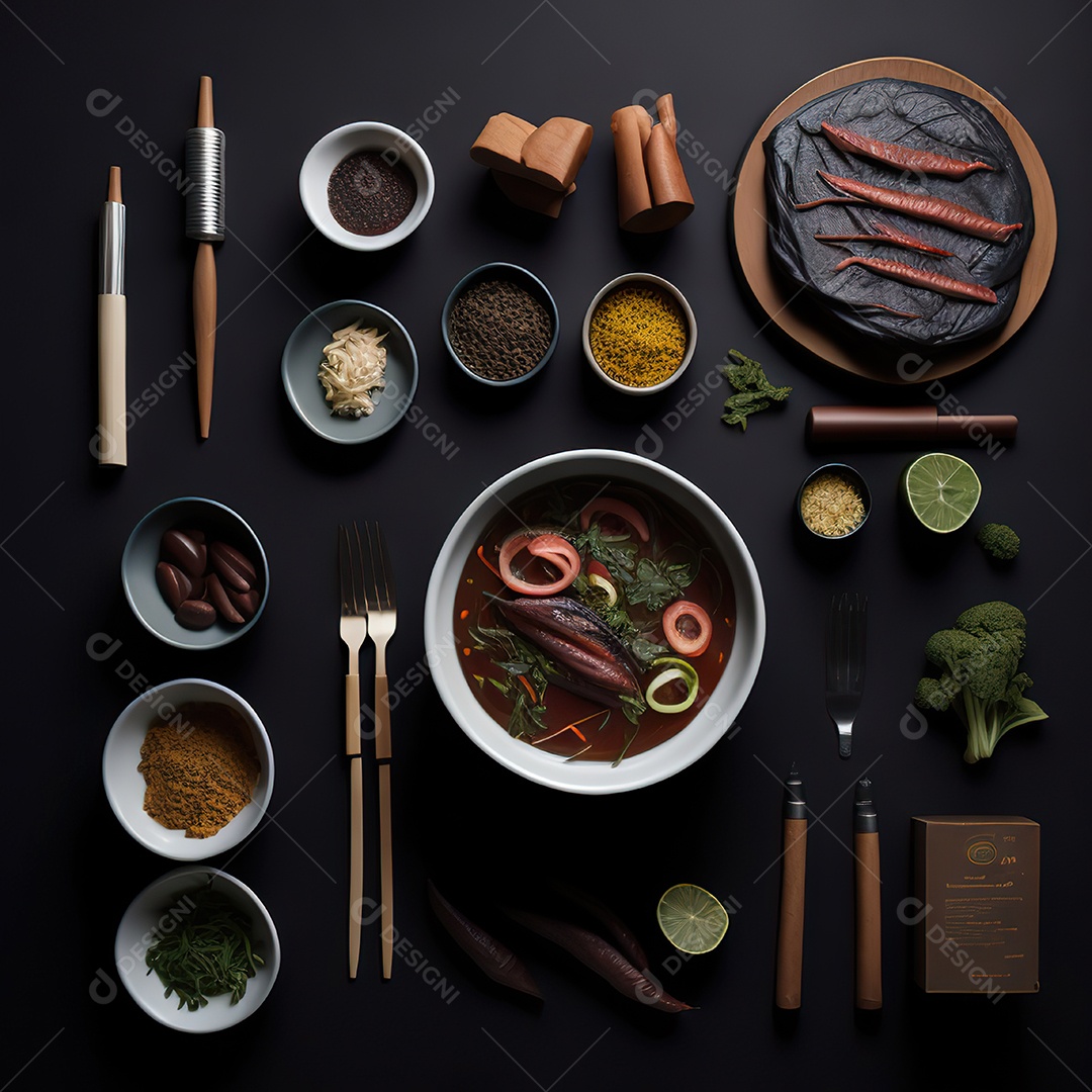 Mesa de churrasco sobre uma mesa