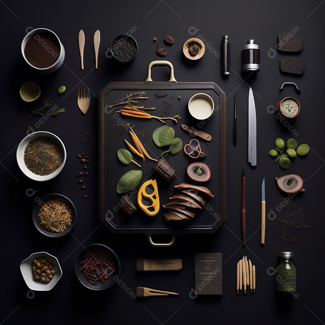 Mesa de churrasco sobre uma mesa