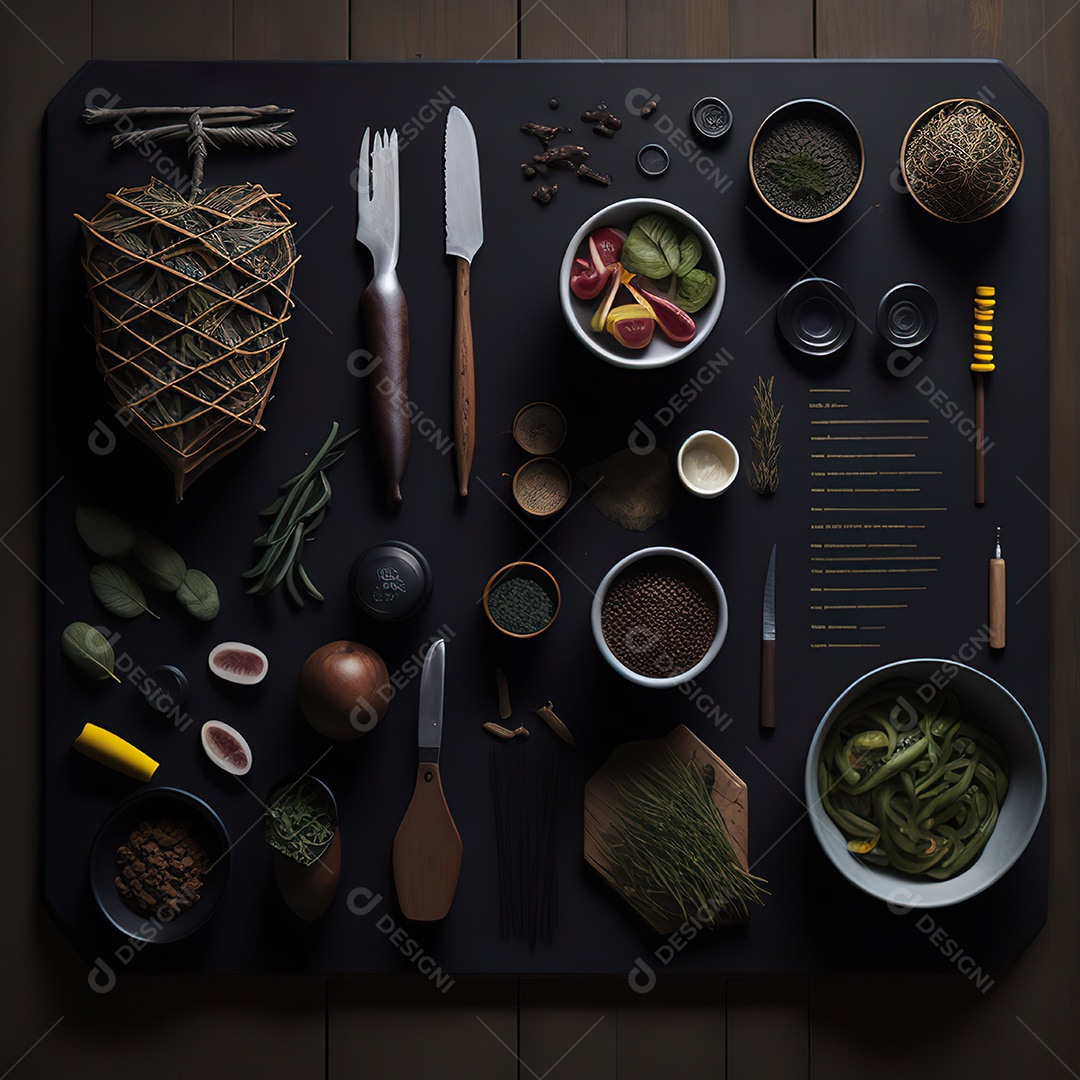 Mesa de churrasco sobre uma mesa