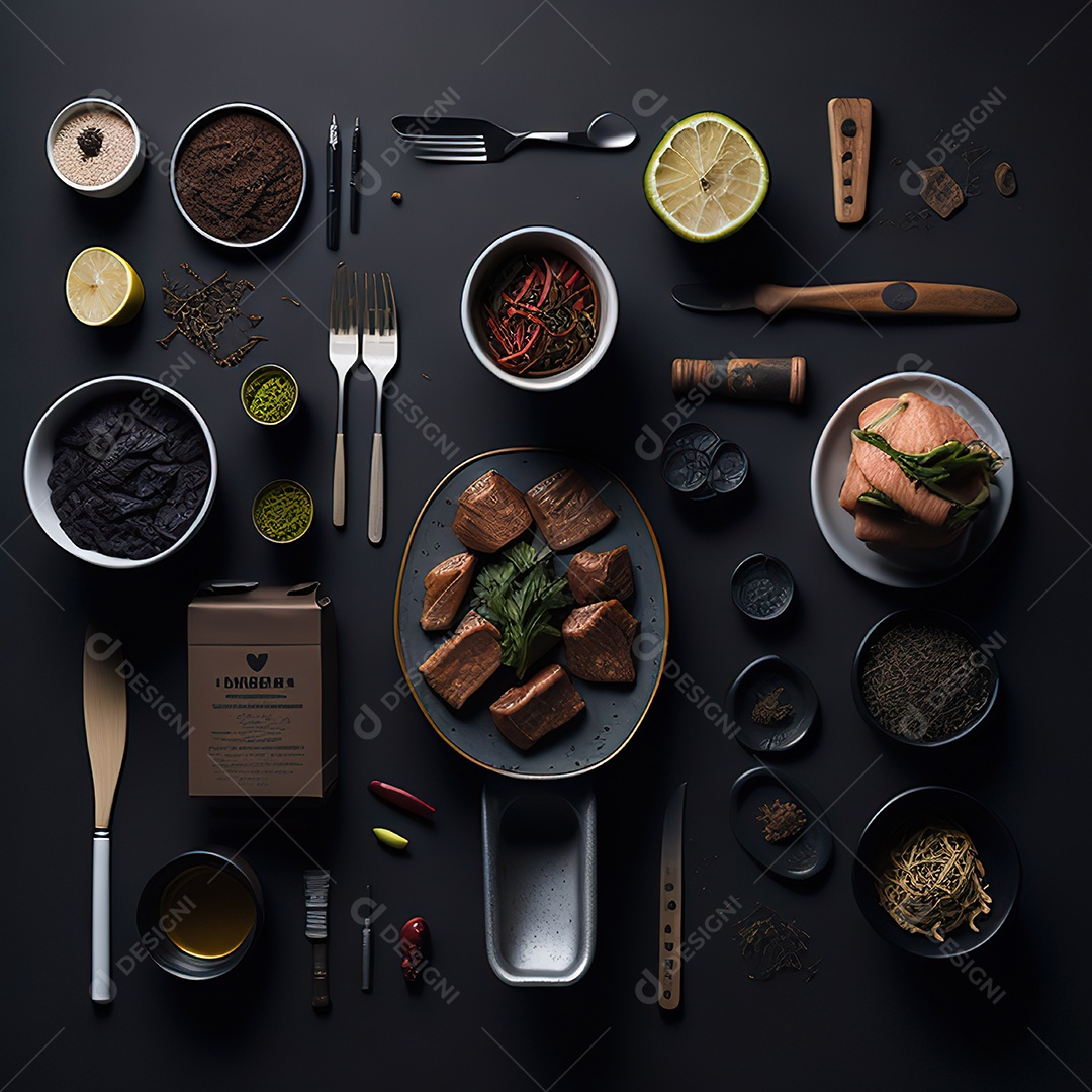 Mesa de churrasco sobre uma mesa