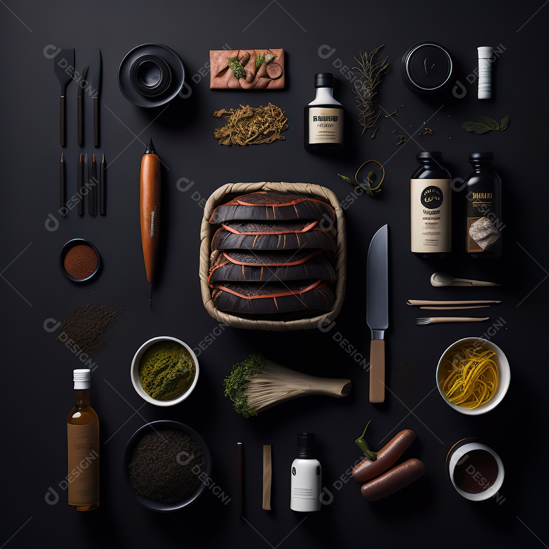 Mesa de churrasco sobre uma mesa