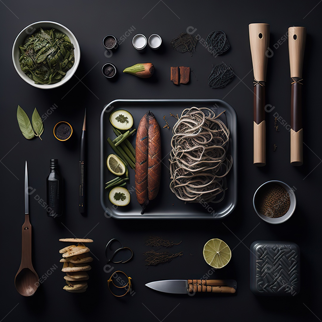 Mesa de churrasco sobre uma mesa