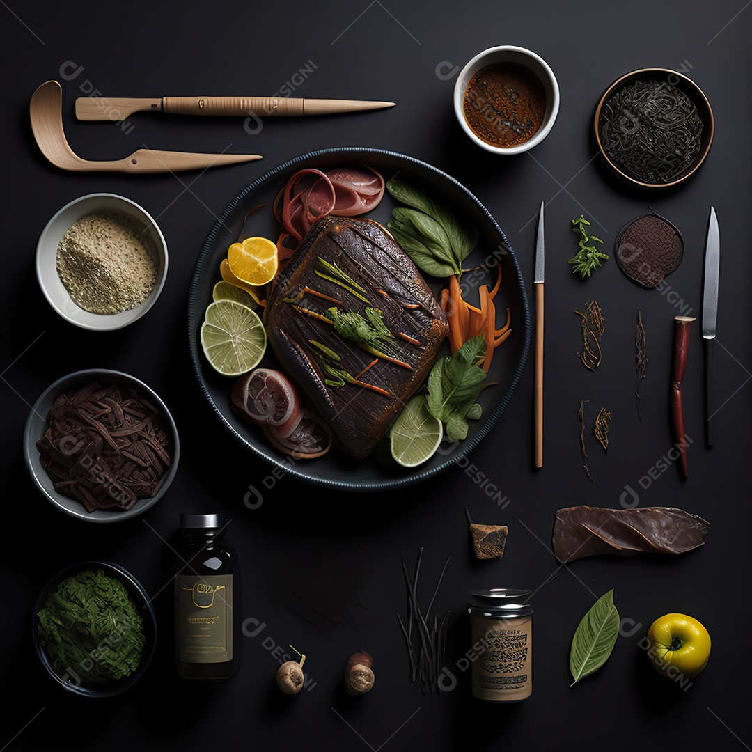 Mesa de churrasco sobre uma mesa