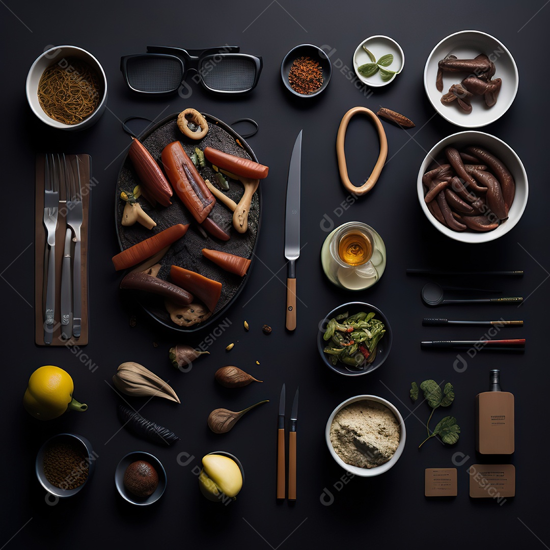 Mesa de churrasco sobre uma mesa