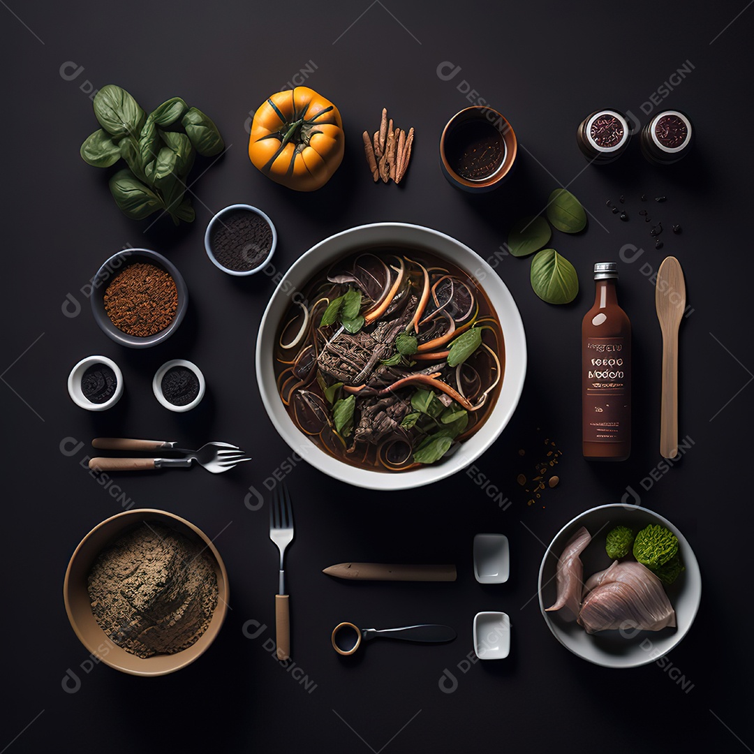 Mesa de churrasco sobre uma mesa