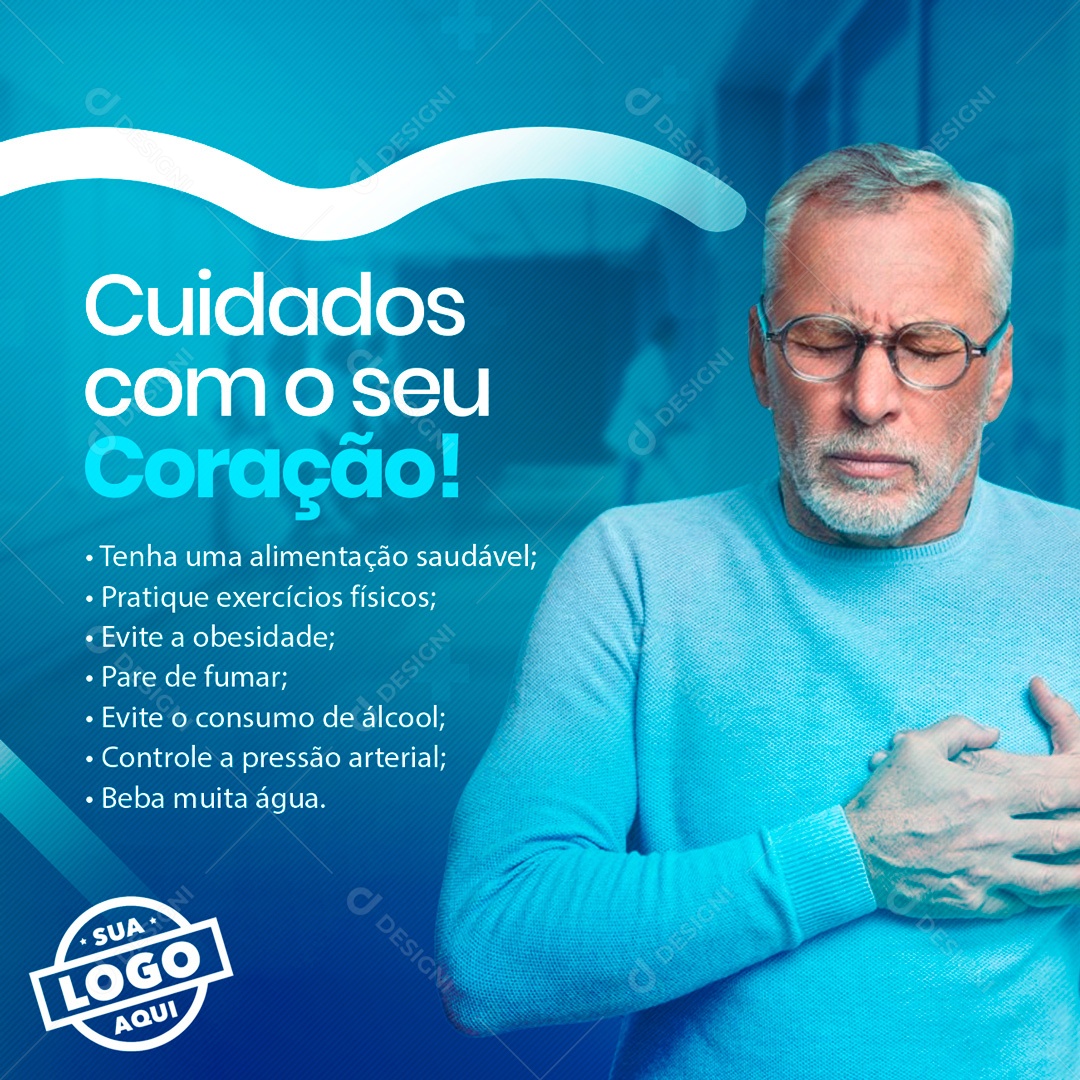 Post Feed Cuidamos Do Seu Coração Social Media PSD Editável