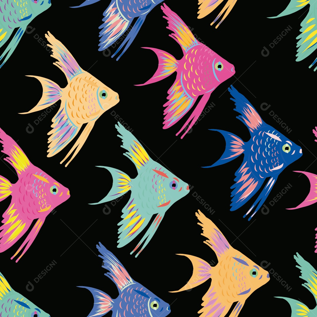 Estampa Rapport de Acará Bandeira Coloridos Vetor EPS