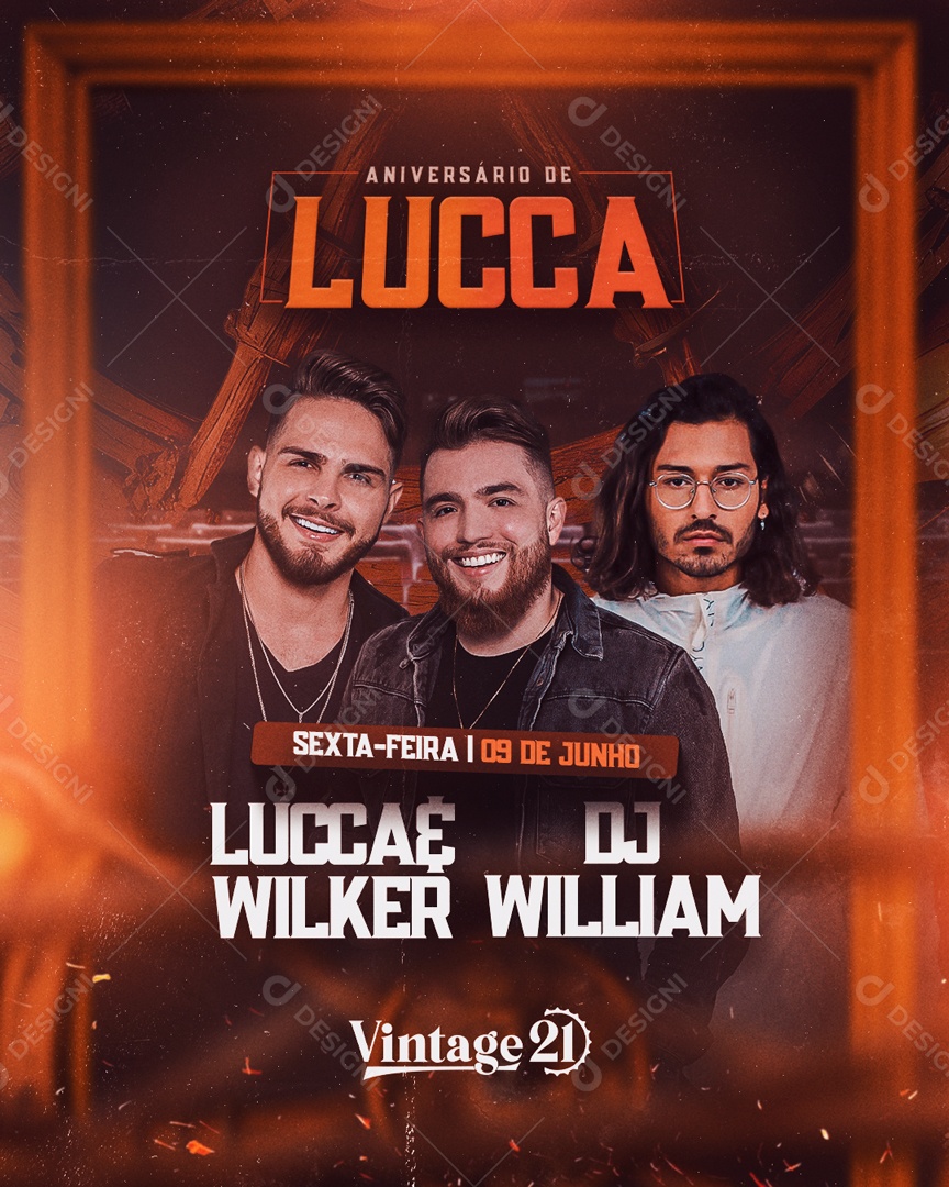 Flyer Aniversário De Lucca Cantores Social Media PSD Editável
