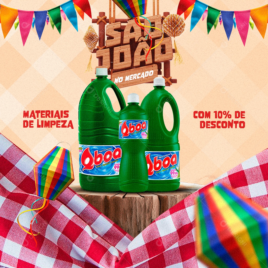 Materiais De Limpeza Com 10% De Desconto São João Supermercado Social Media PSD Editável
