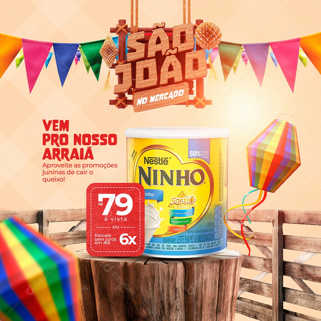 Vem Pro Nosso Arraiá 79,00 À Vista São João Supermercado Social Media PSD Editável