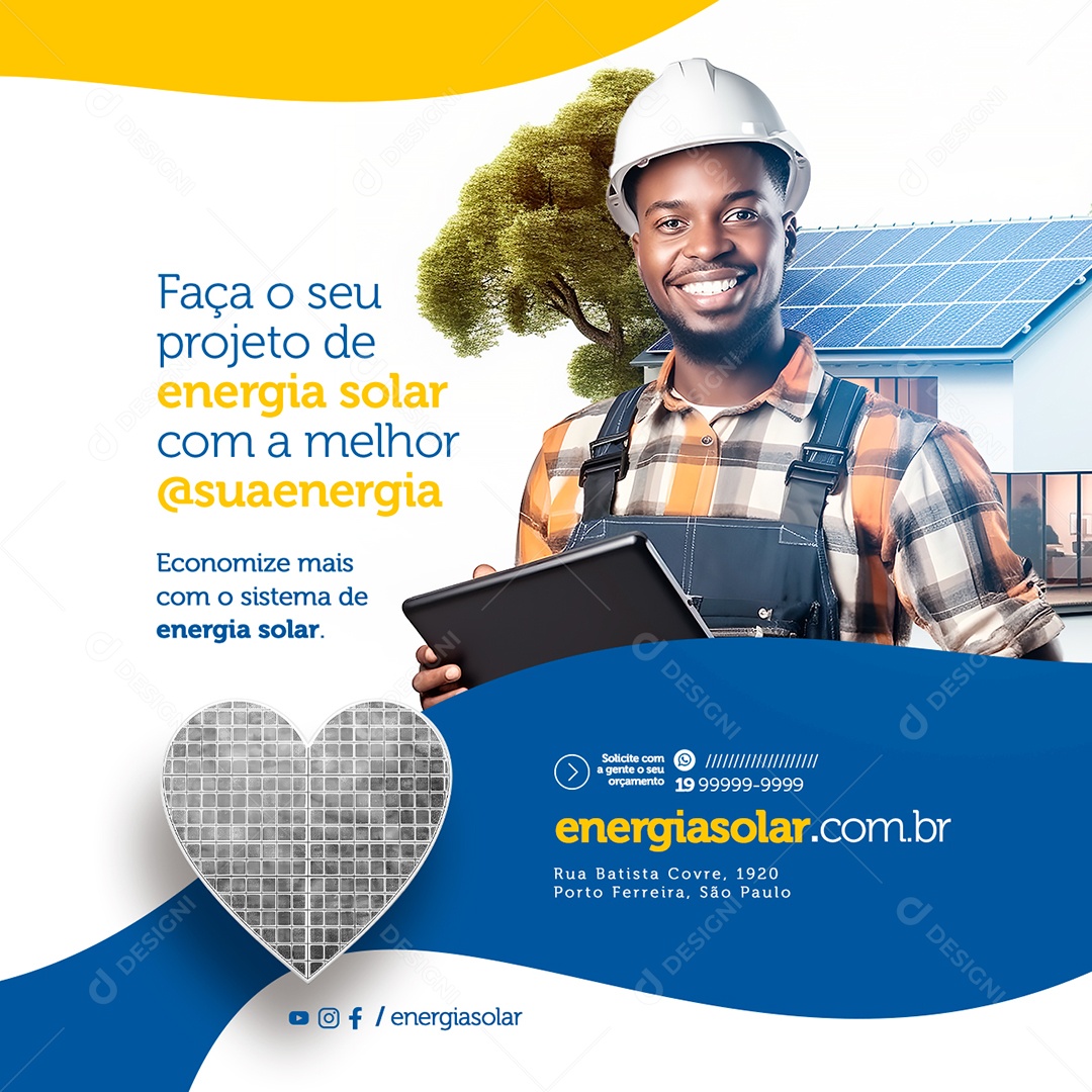 Faça O Seu Projeto De Energia Solar Com A Melhor Economize Social Media PSD Editável