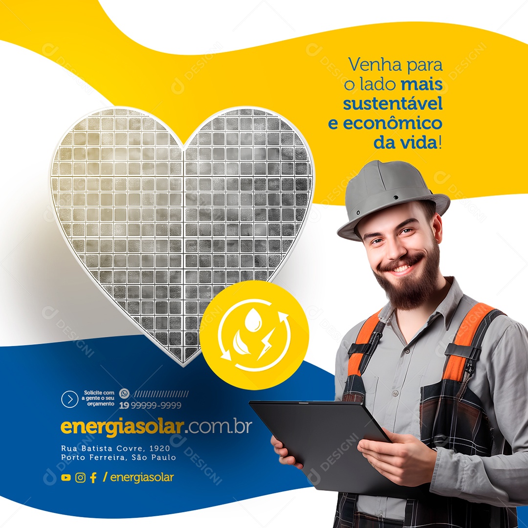 Venha Para O Lado Mais Sustentável E Econômico Da Vida Energia Solar Social Media PSD Editável