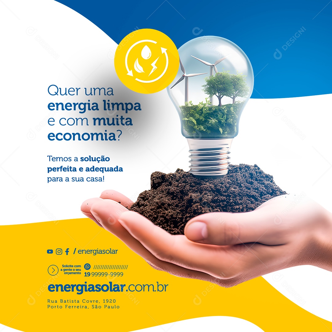 Quer Uma Energia Limpa E Com Muita Economia Energia Solar Social Media PSD Editável