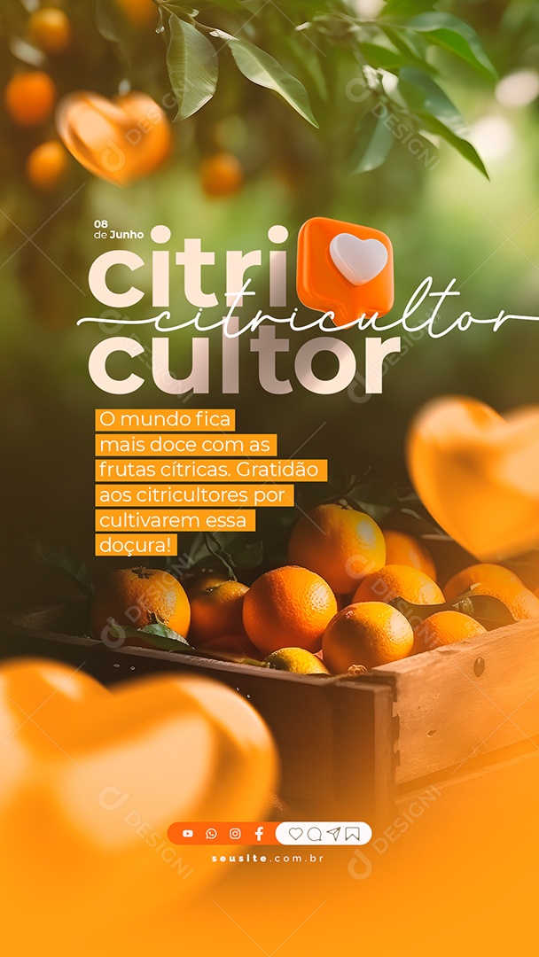 Story O Mundo Fica Mais Doce Com As Frutas Cítricas Dia Do Citricultor Social Media PSD Editável