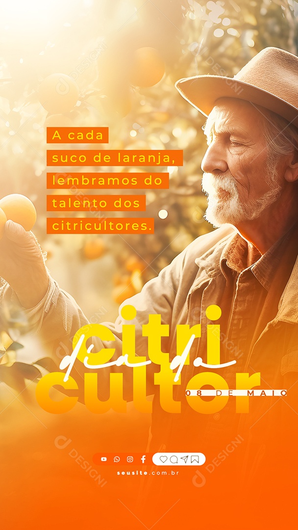 Story A Cada Suco De Laranja Lembramos Do Talento Dos Citricultores Dia Do Citricultor Social Media PSD Editável