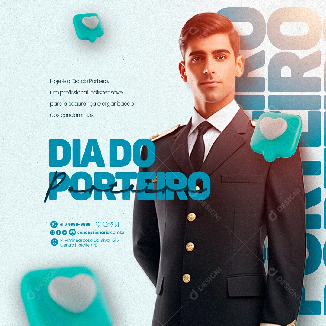 Hoje é o Dia Do Porteiro 09 De Junho Social Media PSD Editável
