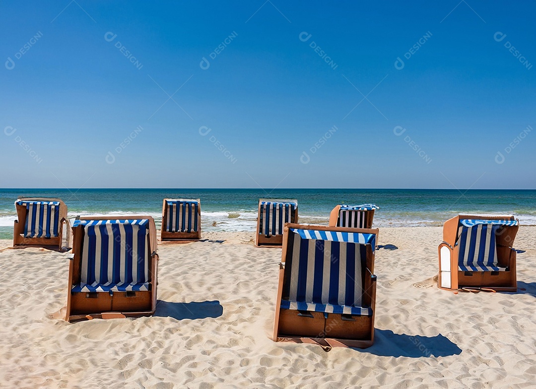 Cadeiras de praia na areia